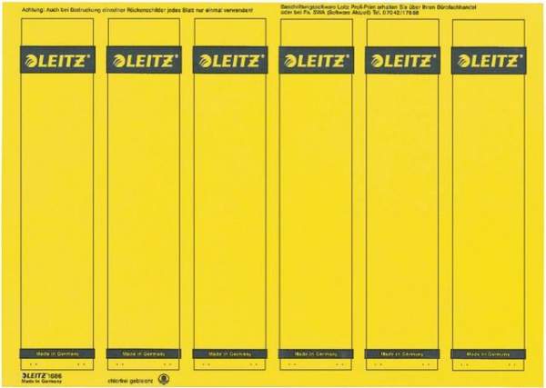 Rückenschilder Leitz 1686 PC-Beschriftung A4 schmal gelb 150Stck.