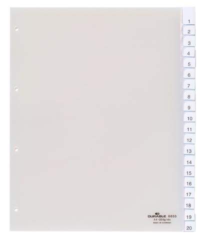 Register Durable Blanko A4 Kunststoff 20Bl. Überbreite transp/1S