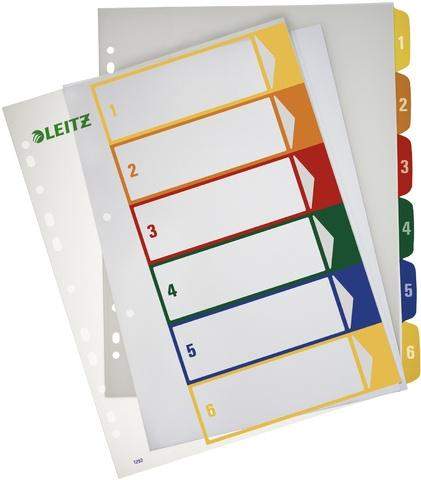 Register Zahlen 1-6 A4 PP-Folie 6 Blatt Eurolochung Leitz 1292