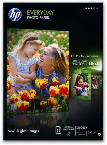 Fotopapier HP Everyday Photo A4 200 g/m² weiß seidenmatt 25 Blatt