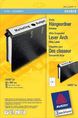 Rückenschilder PC Zweckform 4757 297x63 weiß Loch mittig 1Pckg.