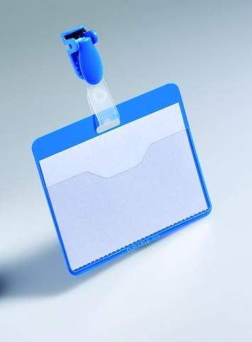 Namensschild 60x90mm mit Clip vorne offen blau 25 St.