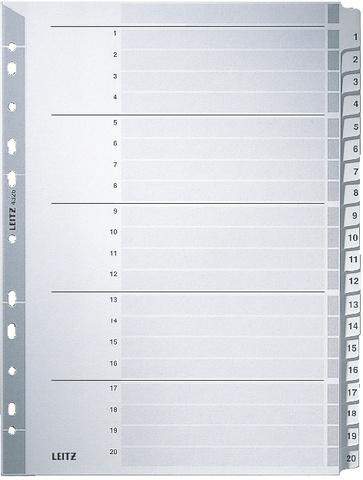 Register Leitz 4326 1-20 A4 Karton 20Bl. grau Tabs 2-stg / 1St.