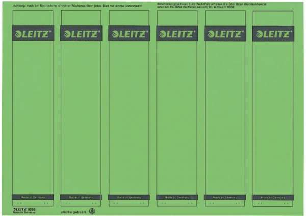 Rückenschilder Leitz 1686 PC-Beschriftung A4 schmal grün 150Stck.