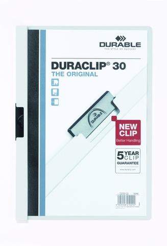Klemm-Mappe "Duraclip" DIN A4 weiß f. 30 Blatt / 1 Stück