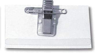 Namensschild Kombiklemme Clip + Nadel Kunststoff 90x54mm