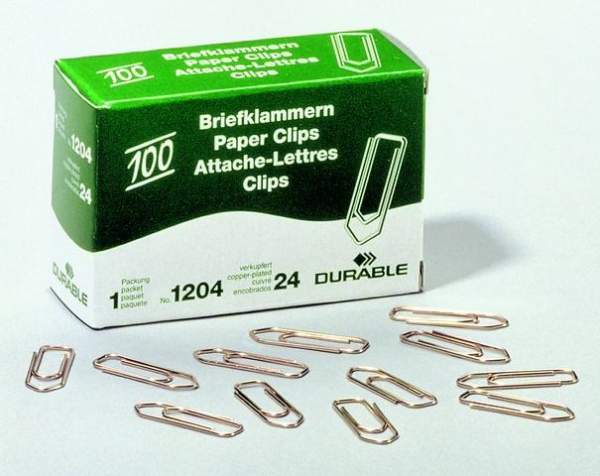 Briefklammern Büroklammern 26mm spitz verkupfert (100 Stück)