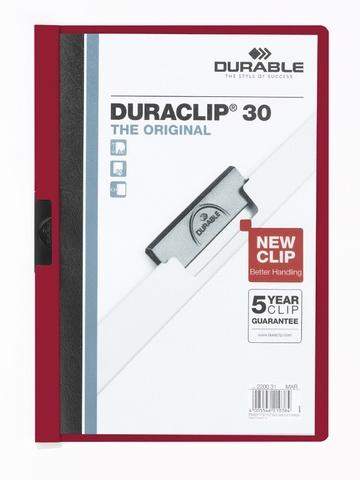 Klemm-Mappe "Duraclip" DIN A4 aubergin f. 30 Blatt / 1 Stück