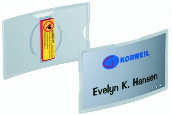 Namensschild Acryl 75x40mm mit Magnethalterung Pckg.=25Stück