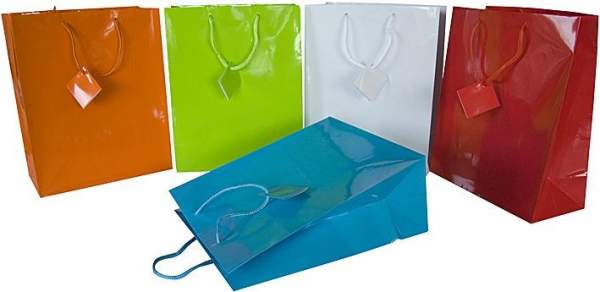 Geschenktaschen Tragetaschen Papier 32,5x26x12,5 cm farbig sortiert 10 Stück