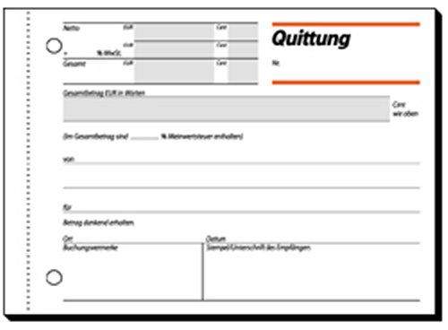 Quittungsblock Sigel QU615 A6 quer 50 Blatt m. MwSt.-Nachweis