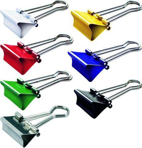 Aktenklammer 19mm breit Klemmweite 7mm farbig sortiert Mauly Foldback-Klammer 12 St./Packung