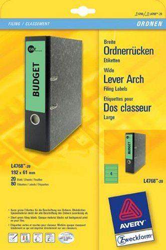 Rückenschilder PC Zweckform 4768 192x61 grün /Pckg. á 80 St.
