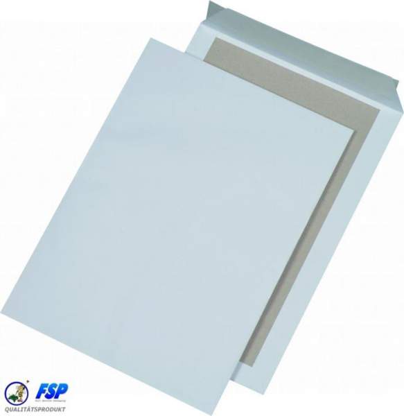 Weiße Papprückwandtaschen DIN B4 250x353mm ohne Fenster haftklebend