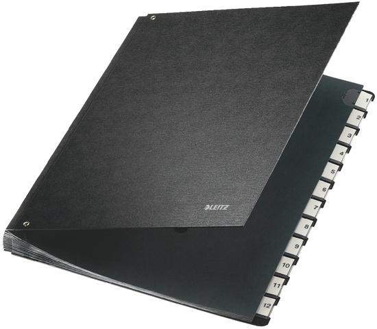Pultordner Sammelmappe Leitz 5812 A4 12 Fächer 1-12 schwarz Hartpappe