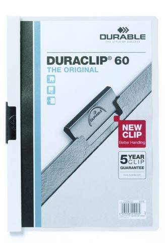 Klemm-Mappe "Duraclip" DIN A4 weiß f. 60 Blatt / 1 Stück