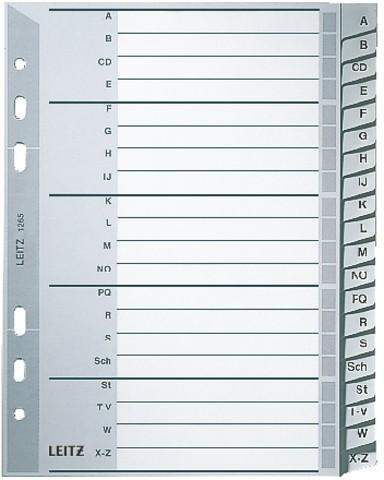 Register A-Z Leitz 1265 DIN A5 PP-Folie 210x165 21-tlg. grau