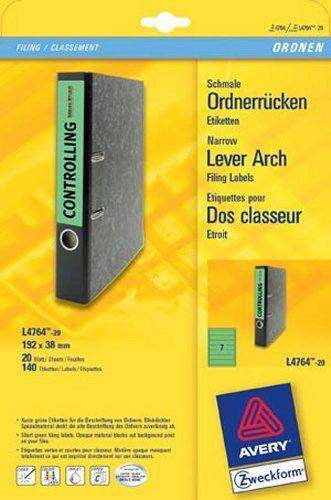 Rückenschilder Zweckform 4764 PC 192x38 grün Pckg 7x20=140St.