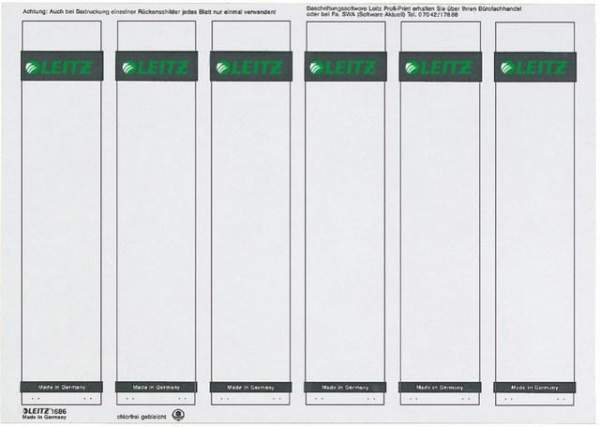 Rückenschilder Leitz 1686 PC-Beschriftung A4 schmal grau 150Stck.