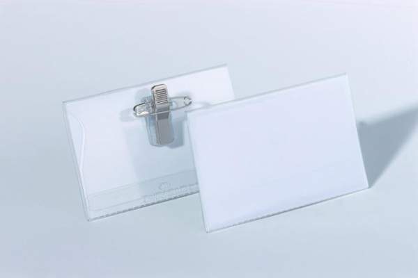 Namensschild 54x90mm mit Kombiklemme Packung = 50 Stück