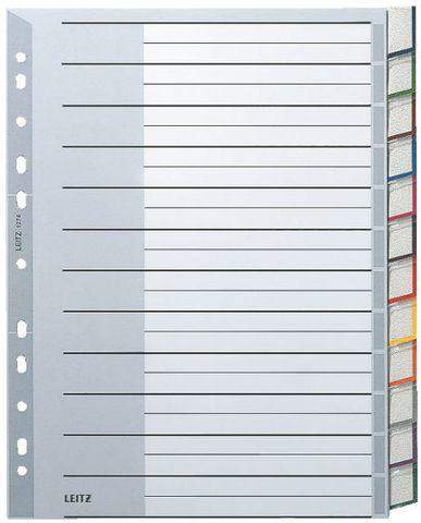 Register Leitz 1274 Blanko A4 PP 12-tlg. grau Einsteckschild /1S