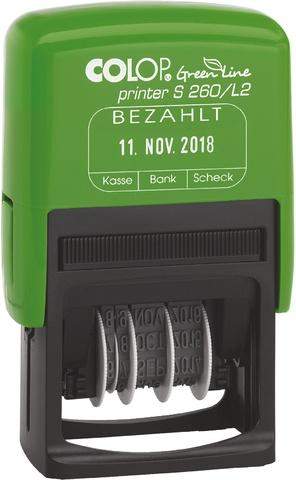 Datum Selbstfärberstempel Green Line BEZAHLT 45x24mm Druckf.:bl/ro