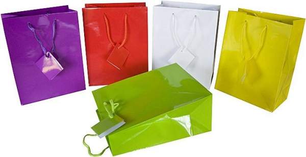 Geschenktaschen Tragetaschen Papier 23x18x10 cm farbig sortiert 10 Stück
