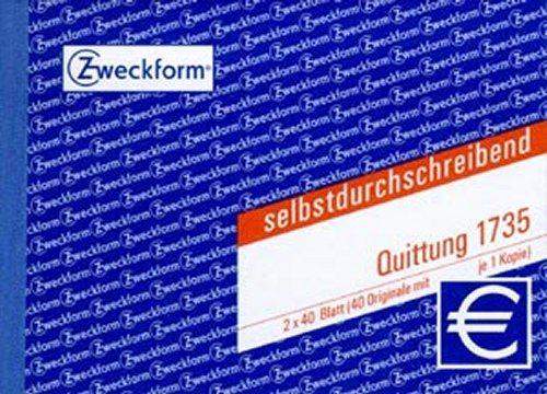 Quittungsblock Zweckform 1735 A6 quer 2x40 Bl. 1.+2. bedruckt