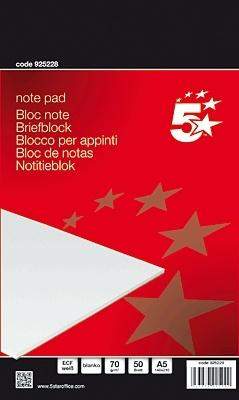 Briefblock DIN A5 50 Blatt holzfrei 70g weiß blanko