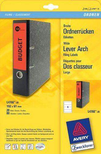 Rückenschilder PC Zweckform 4766 192x61 rot /Pckg. á 80 St.