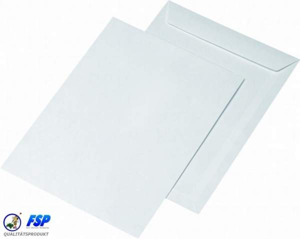 Weiße Briefumschläge ohne Fenster | DIN C4 229x324mm | Haftklebend | 250 Stück