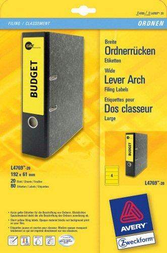 Rückenschilder PC Zweckform 4769 192x61 gelb /Pckg. á 80 St.
