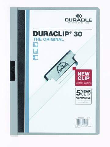 Klemm-Mappe "Duraclip" DIN A4 grau f. 30 Blatt / 1 Stück